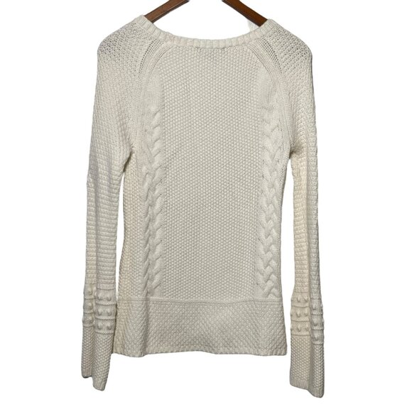 Ann Taylor Chunky Waffle Knit Sweater White Soft Minimalist Preppy Teacher XS - Picture 3 of 7